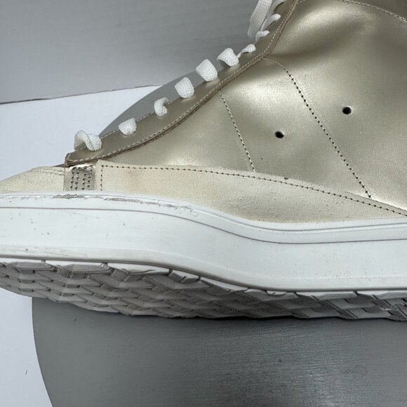 Cynthia Richard Fearless Gold Metallic Wedge Sneakers 39 /8 Leather Unisex Y2K - Picture 8 of 10